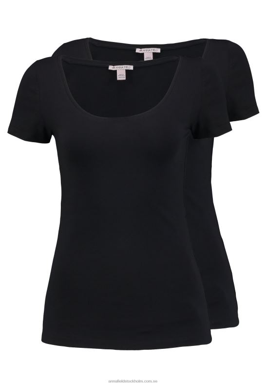 2-pack basic t-shirt svart Anna Field 42BF6318 kvinnor - Bild 1