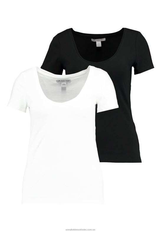 2-pack basic t-shirt vit/svart Anna Field 42BF6300 kvinnor - Bild 4