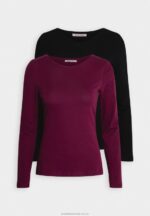 2-pack långärmad topp mörkröd/svart Anna Field 42BF6589 kvinnor - Bild 5