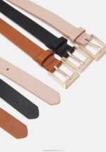 3-pack bälte svart/cognac/rosa Anna Field 42BF62726 kvinnor - Bild 2