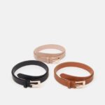 3-pack bälte svart/cognac/rosa Anna Field 42BF62726 kvinnor