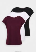 3-pack basic t-shirt svart/vit/mörkröd Anna Field 42BF6259 kvinnor - Bild 6
