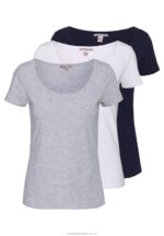 3-pack basic t-shirt vit/marinblå/ljusgrå melange Anna Field 42BF6271 kvinnor
