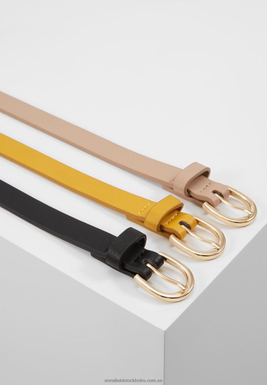 3-pack midjebälte svart/gult/taup Anna Field 42BF62777 kvinnor - Bild 4