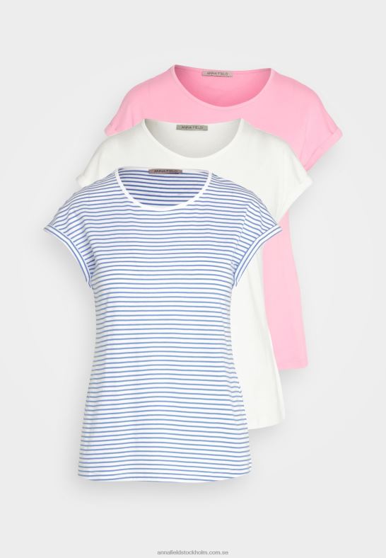 3-pack t-shirt vit/rosa/off-white Anna Field 42BF6317 kvinnor - Bild 7