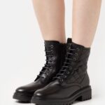 ankelboots med snörning i läder svarta Anna Field 42BF62026 kvinnor