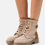 ankelboots med snörning i läder taupe Anna Field 42BF62022 kvinnor