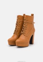 ankelboots med snörning konjak Anna Field 42BF62031 kvinnor - Bild 3