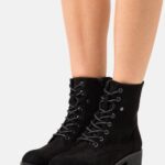 ankelboots med snörning svarta Anna Field 42BF62045 kvinnor