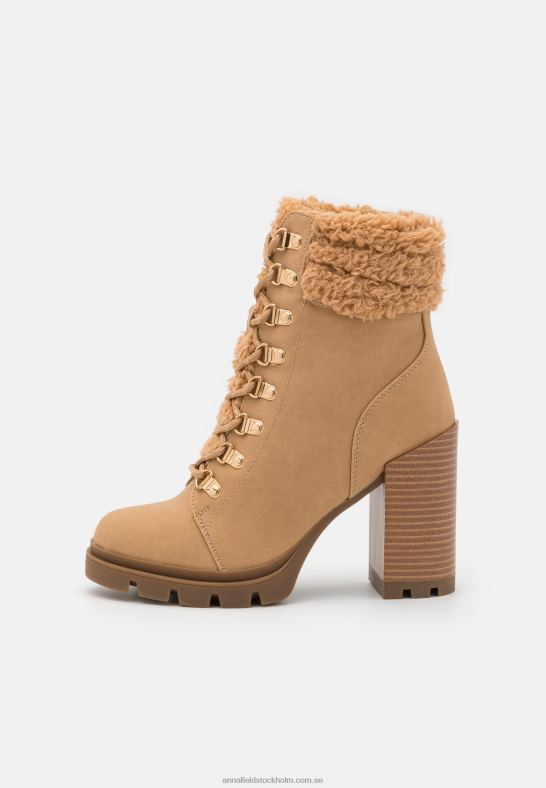 ankelstövlar med snörning i läder beige Anna Field 42BF62024 kvinnor - Bild 2