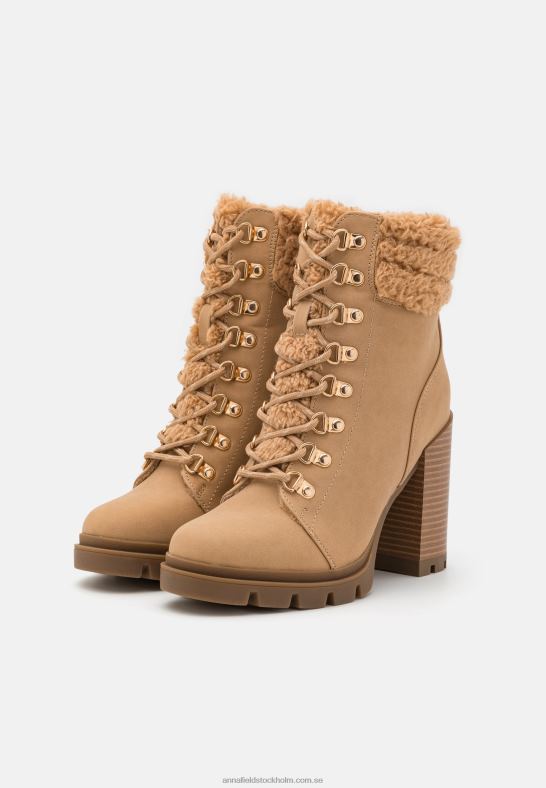 ankelstövlar med snörning i läder beige Anna Field 42BF62024 kvinnor - Bild 3