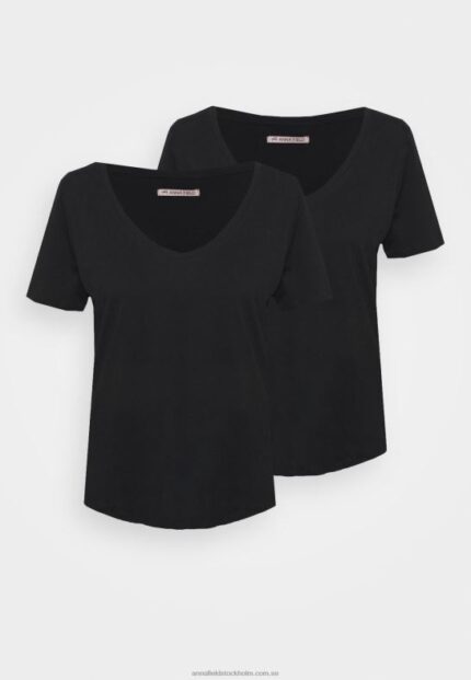 basic t-shirt svart Anna Field 42BF6341 kvinnor