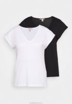 basic v-neck drop shoulder 2 pack basic t-shirt svart/vit Anna Field 42BF6261 kvinnor - Bild 5