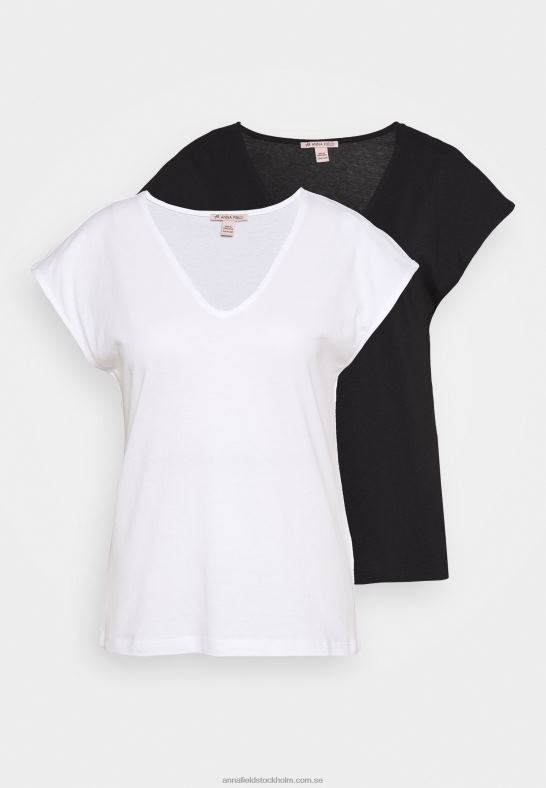 basic v-neck drop shoulder 2 pack basic t-shirt svart/vit Anna Field 42BF6261 kvinnor - Bild 5