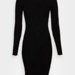 båt ausschnitt mini strickkleid mit geschweiften rndern jumper dress black Anna Field 42BF6230 kvinnor