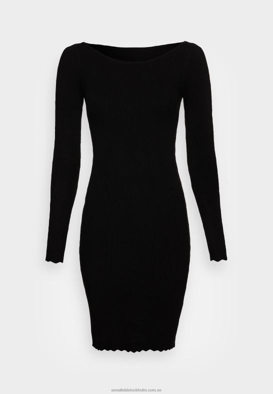 båt ausschnitt mini strickkleid mit geschweiften rndern jumper dress black Anna Field 42BF6230 kvinnor - Bild 1