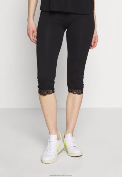 capri leggings med spets leggings byxor svart Anna Field 42BF6655 kvinnor