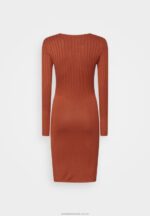 crew ausschnitt ripp top bodycon mini strickkleid shift dress brun Anna Field 42BF6202 kvinnor - Bild 2