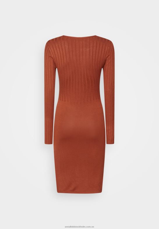 crew ausschnitt ripp top bodycon mini strickkleid shift dress brun Anna Field 42BF6202 kvinnor - Bild 2