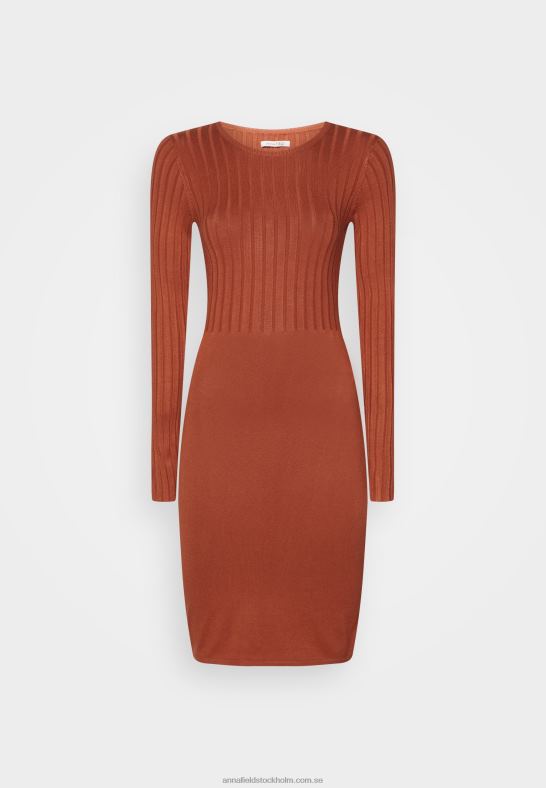crew ausschnitt ripp top bodycon mini strickkleid shift dress brun Anna Field 42BF6202 kvinnor - Bild 1