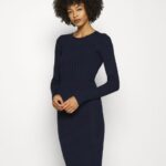 crew ausschnitt ripp top bodycon mini strickkleid shift dress mörkblå Anna Field 42BF6205 kvinnor