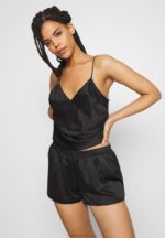 enkelt satin kort set pyjamas set svart Anna Field 42BF61068 kvinnor - Bild 4