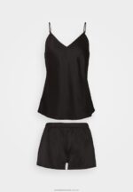enkelt satin kort set pyjamas set svart Anna Field 42BF61068 kvinnor - Bild 5