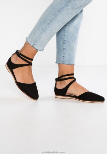 läder ankelrem balett pumps svart Anna Field 42BF62156 kvinnor