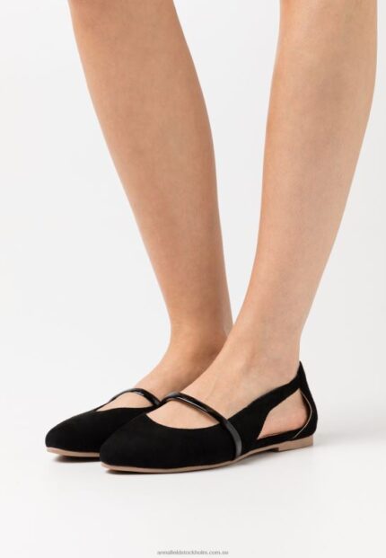 läder ankelrem balett pumps svart Anna Field 42BF62171 kvinnor