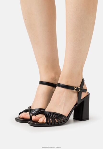 läder högklackade sandaler svarta Anna Field 42BF61400 kvinnor
