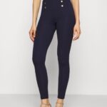punto leggings med knappdetalj leggings byxor mörkblå Anna Field 42BF6654 kvinnor