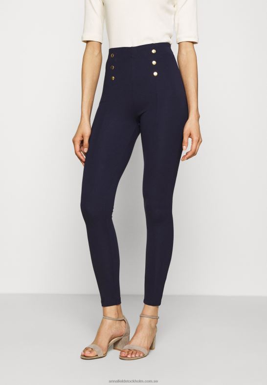 punto leggings med knappdetalj leggings byxor mörkblå Anna Field 42BF6654 kvinnor - Bild 1