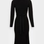 rollkragen ripp mini strickkleid mit grtel jumper dress black Anna Field 42BF6234 kvinnor