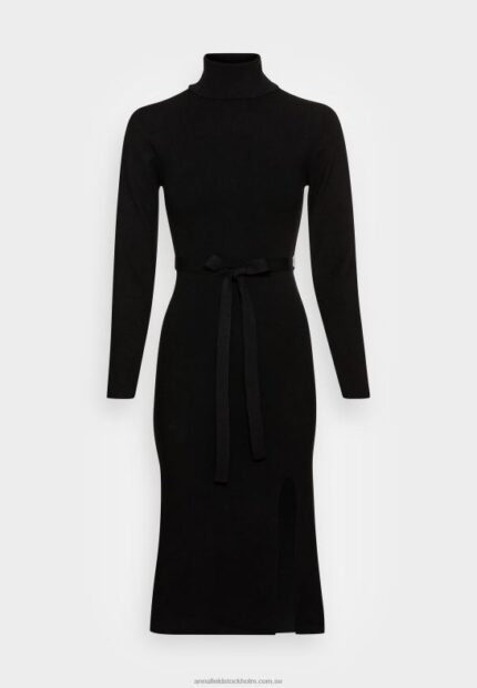 rollkragen ripp mini strickkleid mit grtel jumper dress black Anna Field 42BF6234 kvinnor