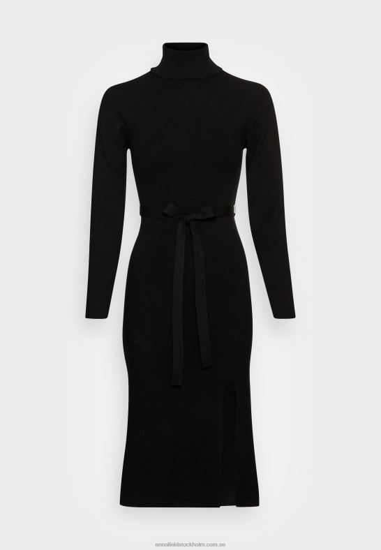 rollkragen ripp mini strickkleid mit grtel jumper dress black Anna Field 42BF6234 kvinnor - Bild 1