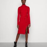 rollkragen ripp mini strickkleid mit grtel jumper dress red Anna Field 42BF6232 kvinnor