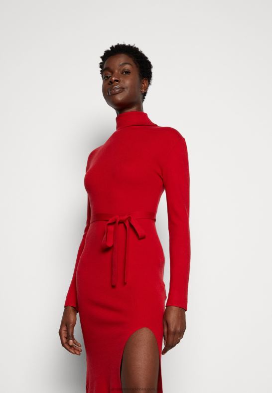 rollkragen ripp mini strickkleid mit grtel jumper dress red Anna Field 42BF6232 kvinnor - Bild 4