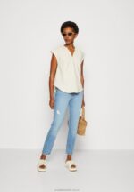 t-shirt med skjorttryck i linnemix beige Anna Field 42BF6336 kvinnor - Bild 2