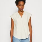 t-shirt med skjorttryck i linnemix beige Anna Field 42BF6336 kvinnor