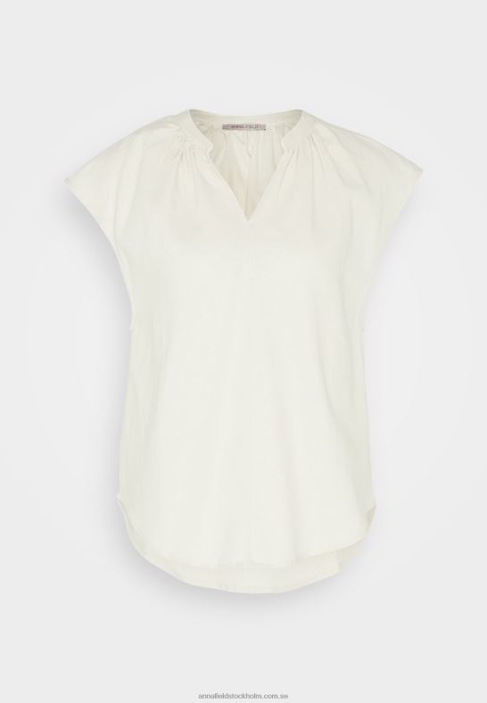 t-shirt med skjorttryck i linnemix beige Anna Field 42BF6336 kvinnor - Bild 5