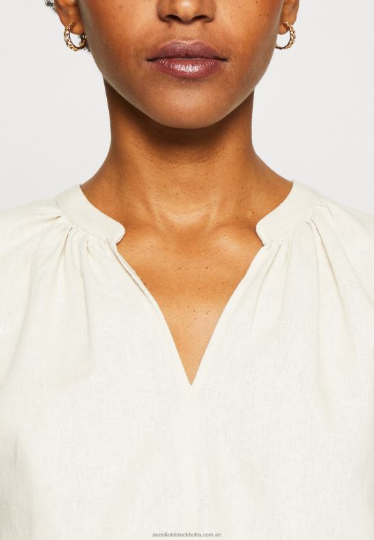 t-shirt med skjorttryck i linnemix beige Anna Field 42BF6336 kvinnor - Bild 6