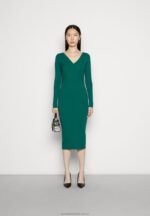 v ausschnitt bodycon midi strickkleid shift dress green Anna Field 42BF6196 kvinnor - Bild 2
