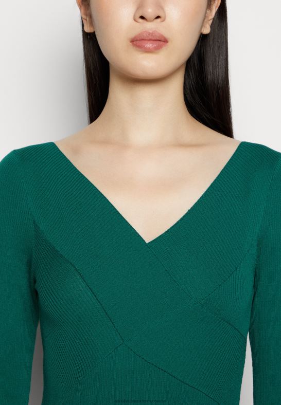 v ausschnitt bodycon midi strickkleid shift dress green Anna Field 42BF6196 kvinnor - Bild 6