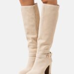 läder högklackade stövlar beige Anna Field 42BF62258 kvinnor